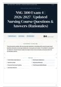 NSG 3100 Exam 4 &vert; 2026&sol;2027 &vert; Updated Nursing Course 100&plus; Questions & Answers &lpar;Rationales&rpar;