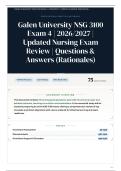 Galen University NSG 3100 Exam 4 &vert; 2026&sol;2027 &vert; Updated Nursing Exam Review &vert; 75&plus; Questions & Answers &lpar;Rationales&rpar;