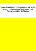 Fundamentals of Nursing Exam 1 &vert; Practice Questions & Verified Answers &vert; Comprehensive Nursing Fundamentals Review 2026&ndash;2027&NewLine;