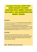 Concepts of Nursing  EXAM STUDY &NewLine;GUIDE 2026&sol;2027 ACCURATE &NewLine;QUESTIONS WITH CORRECT DETAILED &NewLine;SOLUTIONS &vert;&vert; 100&percnt; GUARANTEED PASS &NewLine;NEWEST VERSION 