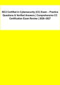 ISC2 Certified in Cybersecurity &lpar;CC&rpar; Exam &vert; Practice Questions & Verified Answers &vert; Comprehensive CC Certification Exam Prep 2026&ndash;2027&NewLine;