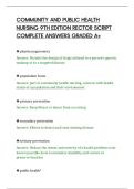 COMMUNITY AND PUBLIC HEALTH&NewLine;NURSING 9TH EDITION RECTOR SCRIPT&NewLine;COMPLETE ANSWERS GRADED A&plus;&NewLine;