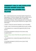 COMMUNITY HEALTH AND POPULATION&NewLine;FOCUSED NURSING EXAM PREP&NewLine;QUESTIONS AND ANSWERS FULL&NewLine;SOLUTION