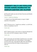 COMMUNITY HEALTH AND POPULATION&NewLine;FOCUSED NURSING EXAMINATION TEST&NewLine;COMPLETE QUESTIONS AND SOLUTIONS&NewLine;
