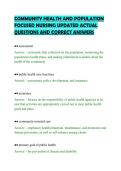 COMMUNITY HEALTH AND POPULATION&NewLine;FOCUSED NURSING UPDATED ACTUAL&NewLine;QUESTIONS AND CORRECT ANSWERS&NewLine;