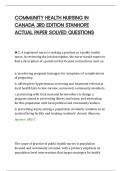 COMMUNITY HEALTH NURSING IN&NewLine;CANADA 3RD EDITION STANHOPE&NewLine;ACTUAL PAPER SOLVED QUESTIONS