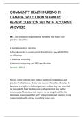 COMMUNITY HEALTH NURSING IN&NewLine;CANADA 3RD EDITION STANHOPE&NewLine;REVIEW QUESTION SET WITH ACCURATE&NewLine;ANSWERS