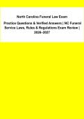 North Carolina Funeral Law Exam &vert; Practice Questions & Verified Answers &vert; NC Funeral Service Laws&comma; Rules & Regulations 2026&ndash;2027&NewLine;