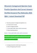 Wisconsin Campground Operator Exam &NewLine;Practice Questions And Correct Answers &NewLine;&lpar;Verified Answers&rpar; Plus Rationales 2026 &NewLine;Q&A &vert; Instant Download Pdf 
