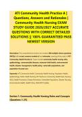 ATI Community Health Practice A &vert; &NewLine;Questions&comma; Answers and Rationales &vert; &NewLine;Community Health Nursing EXAM &NewLine;STUDY GUIDE 2026&sol;2027 ACCURATE &NewLine;QUESTIONS WITH CORRECT DETAILED &NewLine;SOLUTIONS &vert;&vert; 100&percnt; GUARANTEED PASS &NewLine;NEWEST VERSION 