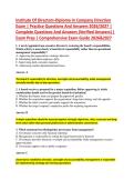 Institute Of Directors-Diploma In Company Direction &NewLine;Exam &vert; Practice Questions And Answers 2026&sol;2027 &vert; &NewLine;Complete Questions And Answers &lpar;Verified Answers&rpar; &vert; &NewLine;Exam Prep &vert; Comprehensive Exam Guide 2026&2027 