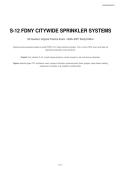 S12 FDNY Exam &lpar;Latest 2026&sol; 2027 Update&rpar; Questions and Verified Answers&vert; 100&percnt; Correct&vert; Grade A Q&colon; a standard sprinkler has RTI of what&quest; Answer&colon; 80 Q&colon; a sprinkler system with open heads is called a&quest; Answer&colon; Deluge system Q&colon; the freezing point if ant freeze