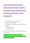 Wisconsin Administrator Licensure &NewLine;Assessments Exam Practice Questions &NewLine;And Correct Answers &lpar;Verified Answers&rpar; &NewLine;Plus Rationales 2026 Q&A &vert; Instant &NewLine;Download Pdf 