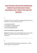 UTAH PESTICIDE APPLICATOR EXAMINATION &NewLine;COMPLETE QUESTIONS AND DETAILED &NewLine;SOLUTIONS LATEST UPDATE THIS YEAR JUST &NewLine;RELEASED