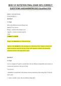 BIOD 121 Nutrition Final Exam &vert; Nutrition Questions&comma; Answers & Study Guide 2026&sol;2027