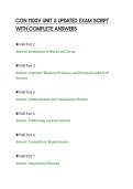 CON 1100V UNIT 5 UPDATED EXAM SCRIPT&NewLine;WITH COMPLETE ANSWERS&NewLine;