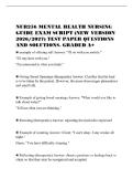 NUR256 MENTAL HEALTH NURSING&NewLine;GUIDE EXAM SCRIPT &lpar;NEW VERSION&NewLine;2026&sol;2027&rpar; TEST PAPER QUESTIONS&NewLine;AND SOLUTIONS&period; GRADED A&plus;