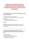 FLORIDA GLASS & GLAZING CONTRACTOR &NewLine;EXAMINATION COMPLETE QUESTIONS AND &NewLine;DETAILED SOLUTIONS LATEST UPDATE THIS YEAR &NewLine;JUST RELEASED