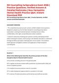 NH Counseling Jurisprudence Exam 2026 &vert; Practice Questions&comma; Verified Answers & Detailed Rationales &vert; New Hampshire Mental Health Practice Q&A &vert; Instant Download PDF