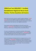 &NewLine;CRRN Post Test 2026&sol;2027 &vert; Certified &NewLine;Rehabilitation Registered Nurse Exam &NewLine;Review&comma; Practice Questions & Answers &NewLine;