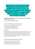 Test Bank for Foundations for Population Health in Community&sol;Public Health Nursing&comma; 6th Edition by Marcia Stanhope &ndash; Comprehensive Practice Questions & Answers