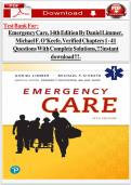 Emergency Care 14th Edition Test Bank by Daniel Limmer &ndash; Chapters 1&ndash;41 Questions with Correct Answers 2026