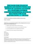 Test Bank for Financial Markets and Institutions&comma; 8th Edition by Anthony Saunders &ndash; Comprehensive Practice Questions & Answers