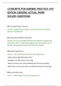 CONCEPTS FOR NURSING PRACTICE 4TH&NewLine;EDITION GIDDENS ACTUAL PAPER&NewLine;SOLVED QUESTIONS