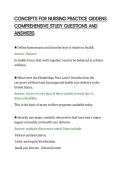 CONCEPTS FOR NURSING PRACTICE GIDDENS&NewLine;COMPREHENSIVE STUDY QUESTIONS AND&NewLine;ANSWERS
