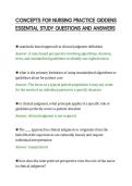CONCEPTS FOR NURSING PRACTICE GIDDENS&NewLine;ESSENTIAL STUDY QUESTIONS AND ANSWERS&NewLine;