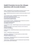 Health Promotion Across the Lifespan Questions with Accurate Answers&NewLine;&NewLine;