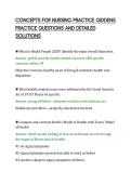 CONCEPTS FOR NURSING PRACTICE GIDDENS&NewLine;PRACTICE QUESTIONS AND DETAILED&NewLine;SOLUTIONS&NewLine;