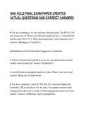 AHA ACLS FINAL EXAM PAPER UPDATED&NewLine;ACTUAL QUESTIONS AND CORRECT ANSWERS