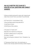 AHA ACLS WRITTEN TEST EXAM SET 5&NewLine;UPDATED ACTUAL QUESTIONS AND CORRECT&NewLine;ANSWERS