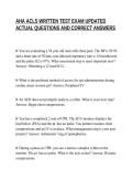 AHA ACLS WRITTEN TEST EXAM UPDATED&NewLine;ACTUAL QUESTIONS AND CORRECT ANSWERS