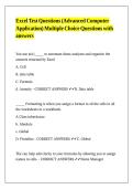 Excel Test Questions &lpar;Advanced Computer Application&rpar; Multiple Choice Questions with answers&NewLine;