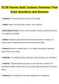 PLTW Human Body Systems Semester Final Exam Latest 2026 Actual Questions & Verified Answers &lpar;Latest 2026 &sol; 2027 Update&rpar; A&plus; Grade 100&percnt; Guarantee Verified by Experts