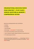 ORGANISATIONAL BEHAVIOUR MOCK &NewLine;EXAM 2026&sol;2027 &vert; STUDY GUIDE &vert; &NewLine;VERIFIED QUESTIONS & ANSWERS &vert; COMPREHENSIVE REVIEW &NewLine;