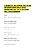 CONCEPTUAL PHYSICS 13TH EDITION END&NewLine;OF COURSE STUDY GUIDE LATEST&NewLine;UPDATED ACTUAL TESTED QUESTIONS&NewLine;AND CORRECT ANSWERS&NewLine;
