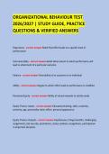 ORGANIZATIONAL BEHAVIOUR TEST &NewLine;2026&sol;2027 &vert; STUDY GUIDE&comma; PRACTICE QUESTIONS & VERIFIED ANSWERS &NewLine;