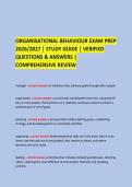  &NewLine;ORGANISATIONAL BEHAVIOUR EXAM PREP &NewLine;2026&sol;2027 &vert; STUDY GUIDE &vert; VERIFIED &NewLine;QUESTIONS & ANSWERS &vert; COMPREHENSIVE REVIEW &NewLine; &NewLine;
