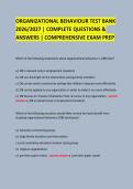 ORGANIZATIONAL BEHAVIOUR TEST BANK &NewLine;2026&sol;2027 &vert; COMPLETE QUESTIONS & &NewLine;ANSWERS &vert; COMPREHENSIVE EXAM PREP &NewLine;