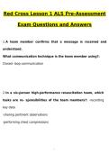 ALS Pre-Assessment Red Cross Lesson 1 Test Latest 2026 Actual Questions & Verified Answers &lpar;Latest 2026 &sol; 2027 Update&rpar; A&plus; Grade 100&percnt; Guarantee Verified by Experts
