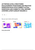 ATI TESTING LEVEL 2 PROCTORED EXAM&sol;NURSING STUDYGUIDE AND PRACTICE QUESTIONS EXAM WITH CORRECT ACTUAL QUESTIONS AND CORRECTLY WELL DEFINED ANSWERS LATEST ALREADY GRADED A&plus;