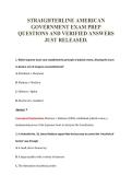 STRAIGHTERLINE AMERICAN&NewLine;GOVERNMENT EXAM PREP&NewLine;QUESTIONS AND VERIFIED ANSWERS&NewLine;JUST RELEASED&period;