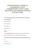 STRAIGHTERLINE AMERICAN&NewLine;GOVERNMENT EXAM&NewLine;COMPREHENSIVE STUDY GUIDE&NewLine;QUESTIONS AND VERIFIED ANSWERS&NewLine;JUST RELEASED&period;
