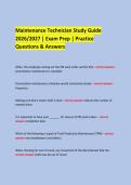 Maintenance Technician Study Guide &NewLine;2026&sol;2027 &vert; Exam Prep &vert; Practice Questions & Answers &NewLine;