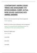 CONTEMPORARY NURSING ISSUES&NewLine;TRENDS AND MANAGEMENT 9TH&NewLine;EDITION BARBARA CHERRY ACTUAL&NewLine;PAPER SOLVED QUESTIONS WITH&NewLine;VERIFIED ANSWERS