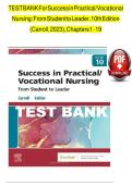 Success in Practical&sol;Vocational Nursing 8th Edition Test Bank by Patricia Knecht &ndash; Chapters 1&ndash;19 Questions & Answers 2026