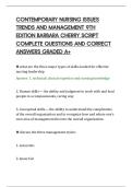 CONTEMPORARY NURSING ISSUES&NewLine;TRENDS AND MANAGEMENT 9TH&NewLine;EDITION BARBARA CHERRY SCRIPT&NewLine;COMPLETE QUESTIONS AND CORRECT&NewLine;ANSWERS GRADED A&plus;